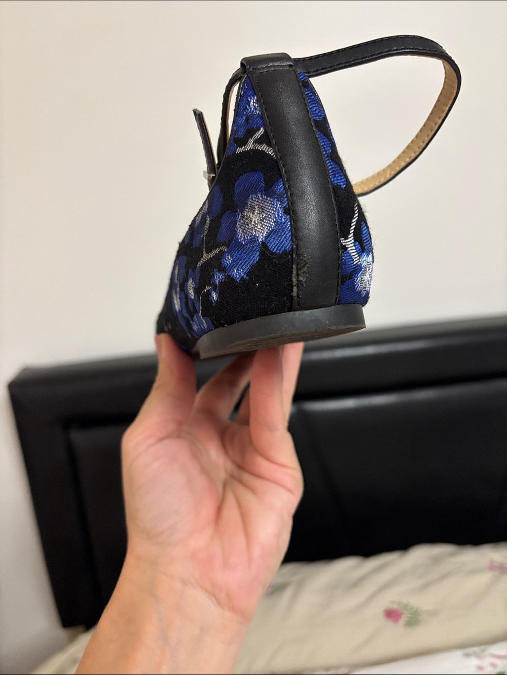 Sam Edelman Navy Blue Floral Pointed D'Orsay Flats - Picture 9 of 11